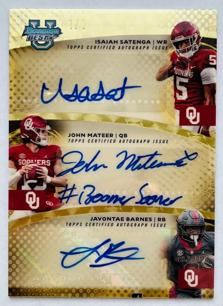 2025 Bowman U Best MATEER/SATENGA/BARNES Triple Auto 1/1🔥SUPERFRACTOR🔥Oklahoma