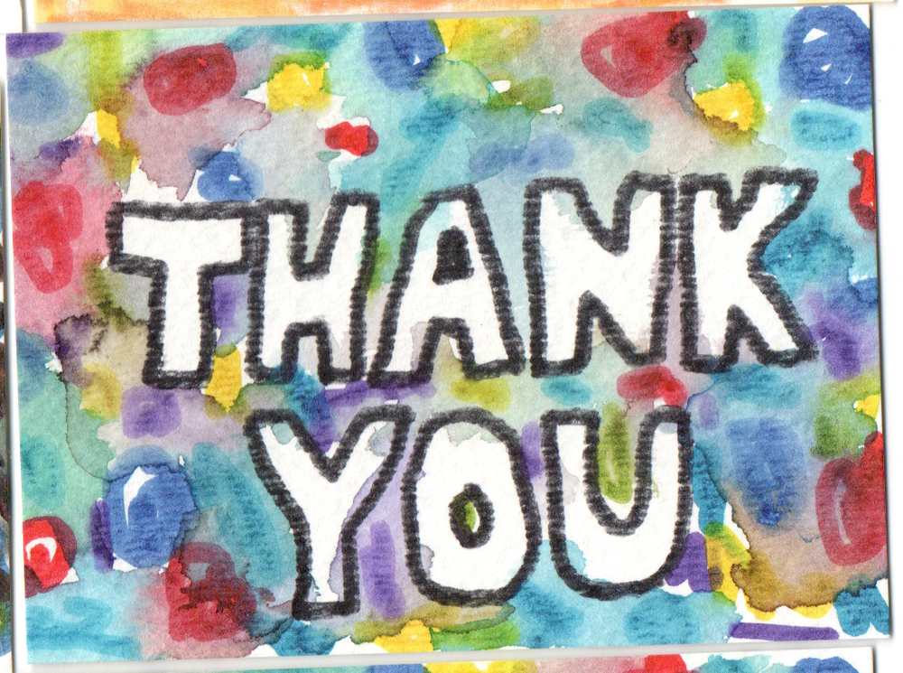 ACEO original PAINTING Thank you message miniature gift inspirational ooak