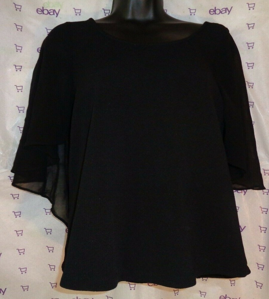 J. Simpson womens chiffon back crop medium black top $69 lined blouse