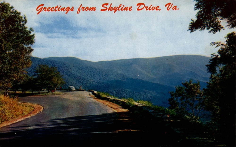 Virginia Skyline Drive Greetings from aerial view ~ dated 1967 vintage postcard