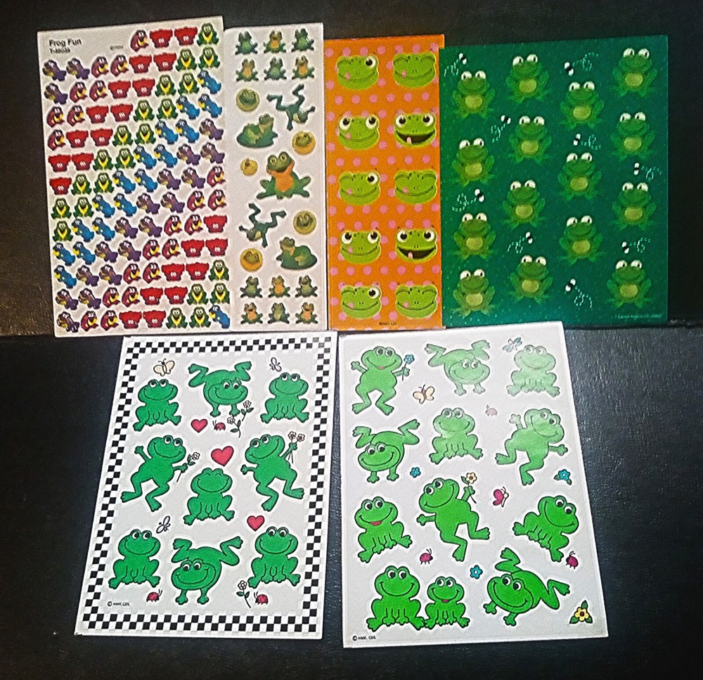 Vintage Frog Sticker Lot Trend Sandylion AGC Hallmark  3D  Rainbow 80s 90s Rare