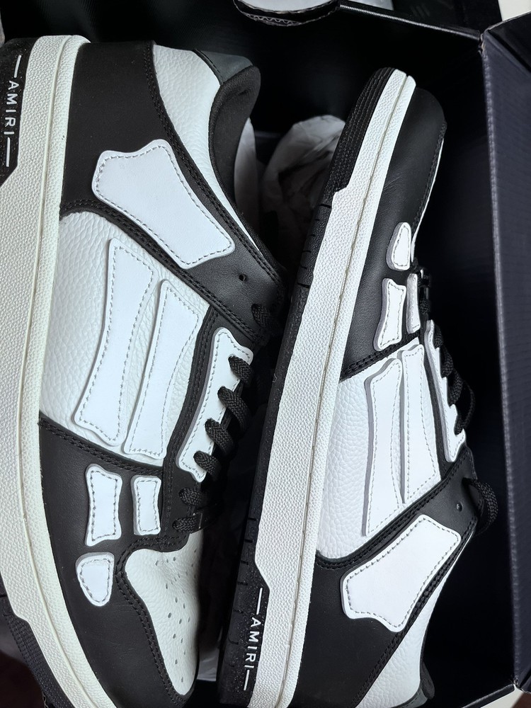 Amiri Black Skeleton Low Top Black Leather Sneakers Size 44