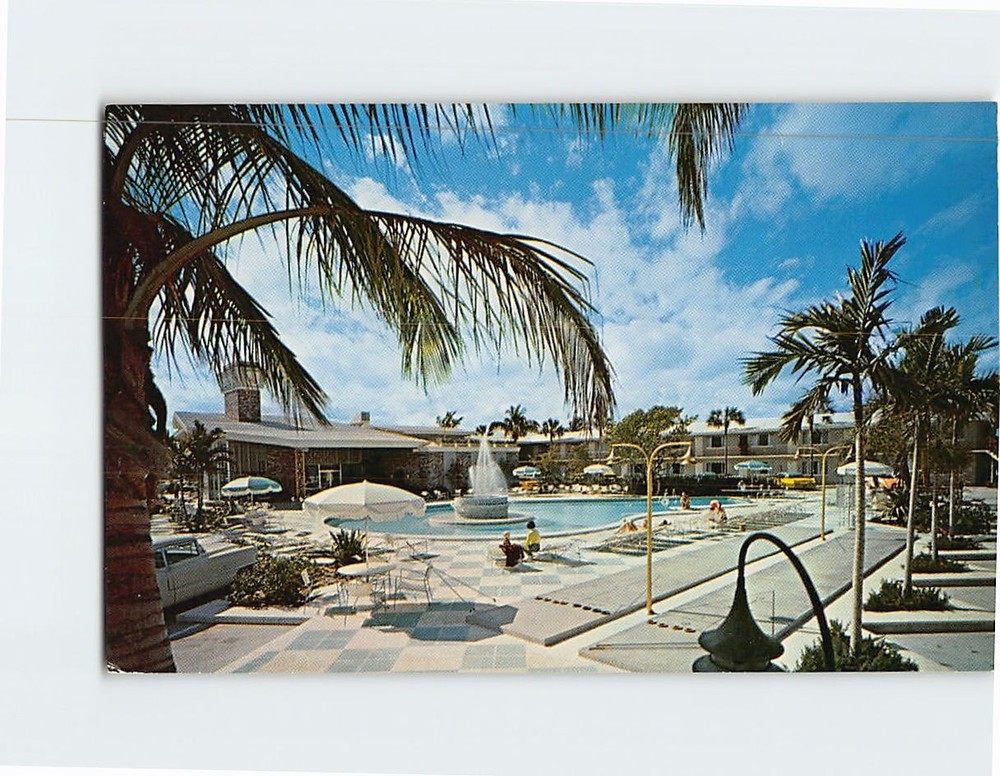 Postcard Pool View Anacapri Motor Lodge Fort Lauderdale Florida USA