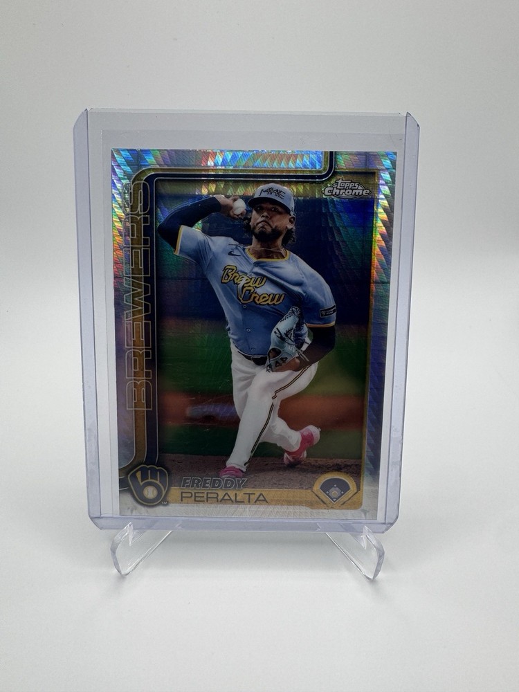 2025 Topps Chrome - Prism Refractor - Freddy Peralta - #95 - Milwaukee Brewers