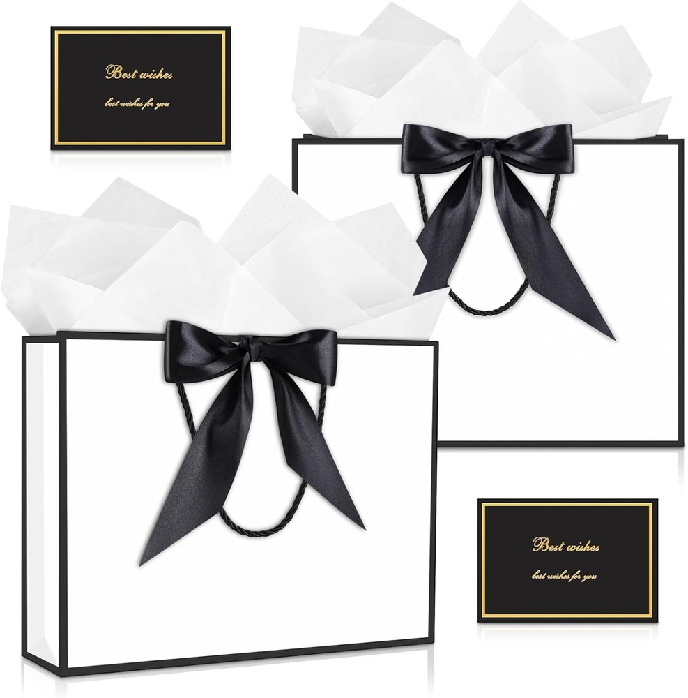Gift Bags with Handles, 13” Medium Gift Bag for Presents, 2 Pcs Bags with 4 T...