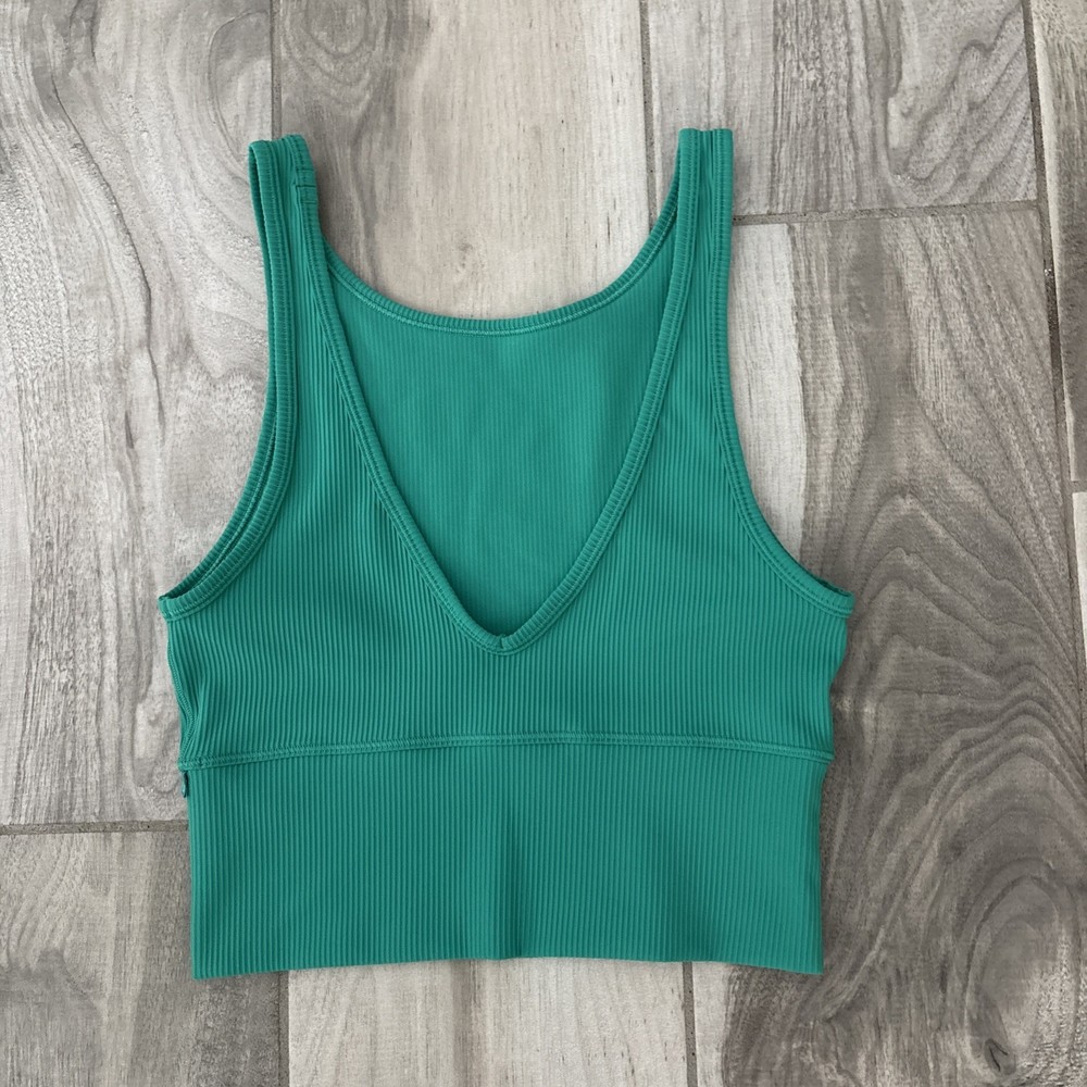 Lululemon Women's Power Pivot Tank Top Sz XS Ribbed Green Athletic Gym Yoga Run