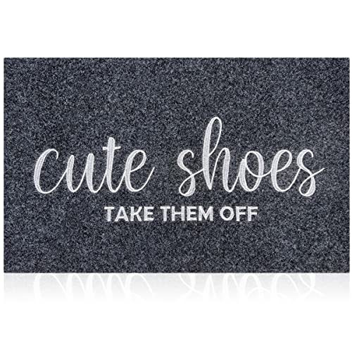 Grey Rubber Welcome Doormat for Indoor Outdoor Front Door Entrance