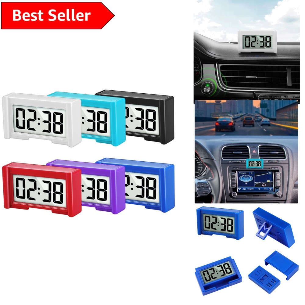 Compact Vehicle Dashboard Clock with Stopwatch - 6 Pack in Vibrant Colors