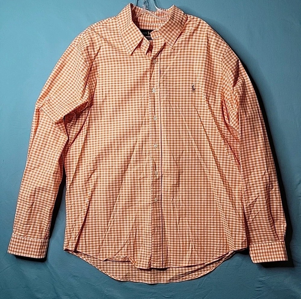 Ralph Lauren Shirt Mens XL Plaid Check Long Sleeve Casual Button Up Pony