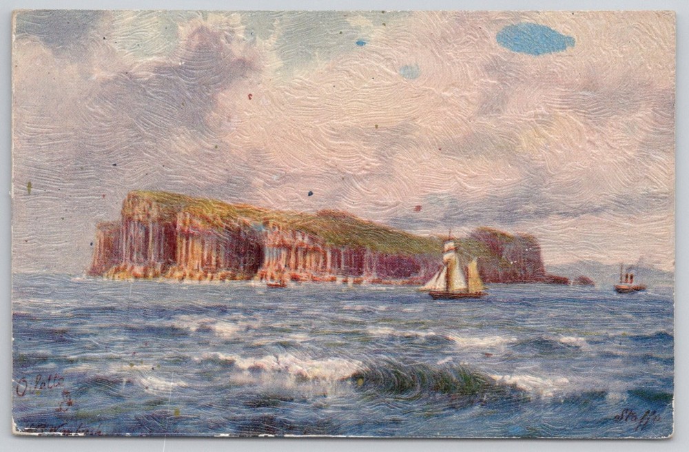 Raphael Tuck OILFACSIM Staffa Scotland Fingal's Cave Basaltic Columns Postcard