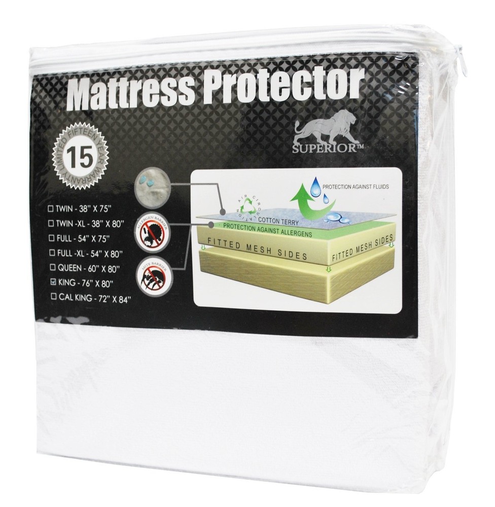 Mattress Protector, Waterproof Backing, Soft Cotton Terry, Hypoallergenic, Br...