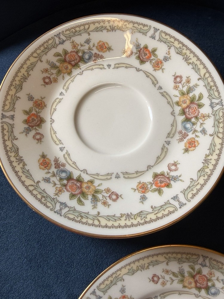 Vintage Noritake Japan Floral Saucers Set Cottagecore Tea Party Gold Trim China
