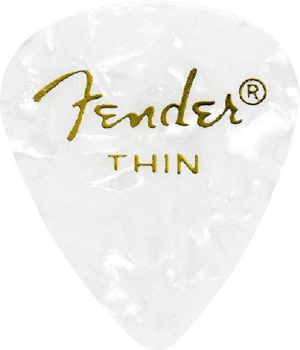 Fender 351 Premium Celluloid Guitar Picks - THIN WHITE MOTO - 12-Pack (1 Dozen)