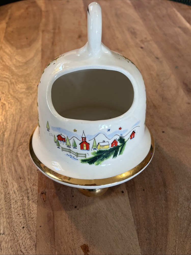 Vintage Stanfordware Large Hanging Ceramic Christmas Bell Candle Holder