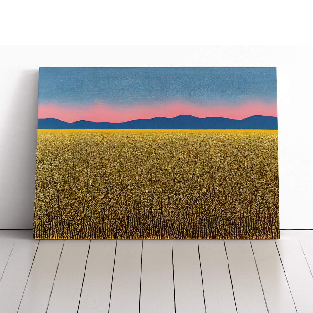 Wheat Field At Sunset Canvas Wall Art Print Framed Picture Decor Living Room