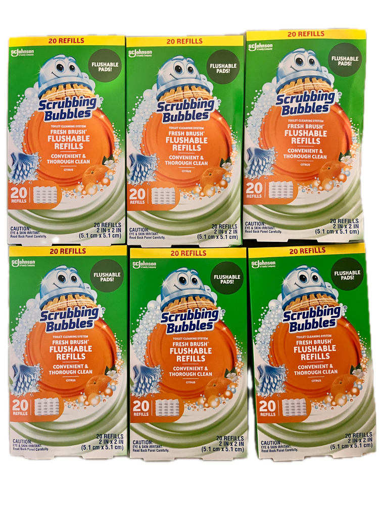 120ct Scrubbing Bubbles FRESH BRUSH Flushable Pads Toilet Cleaning Refill Heads
