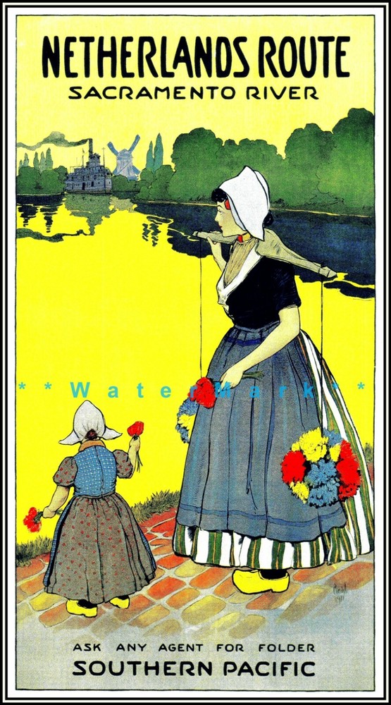 Southern Pac's 1911 Netherlands Route Retro Solvang California Poster Print
