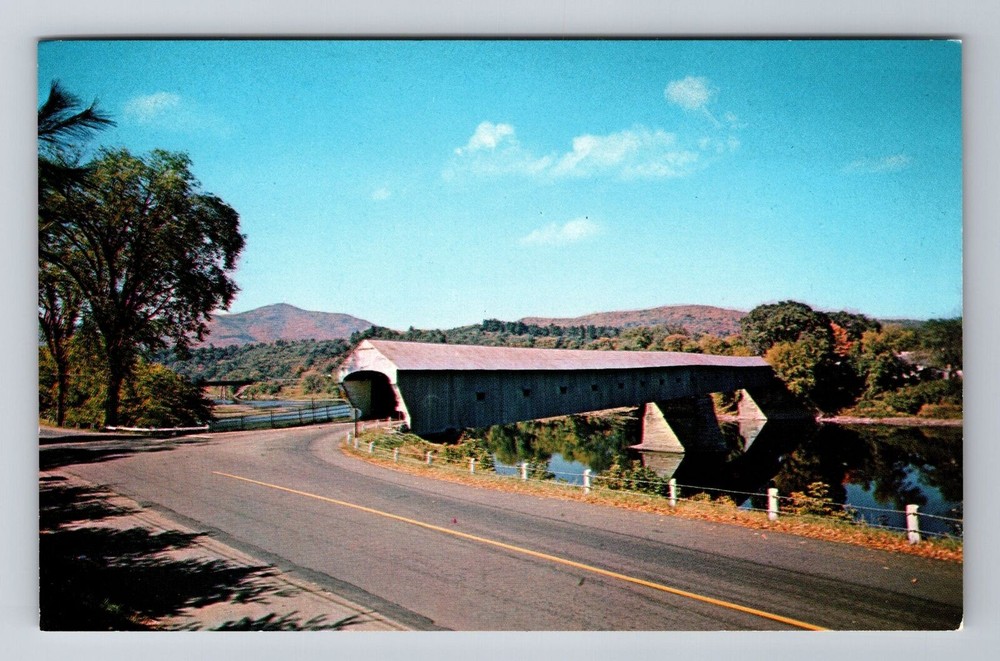 Windsor VT-Vermont, Cornish-Windsor Bridge, Connecticut River, Vintage Postcard