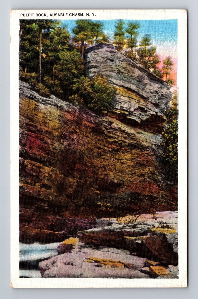 AuSable Chasm NY-New York, Pulpit Rock, Antique Vintage Souvenir Postcard