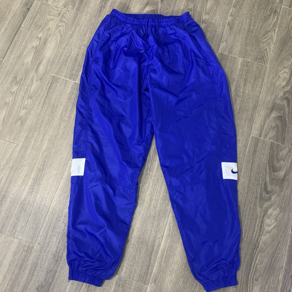 Vintage Nike Team Blue Nylon Mesh Lined Track Pants Size M