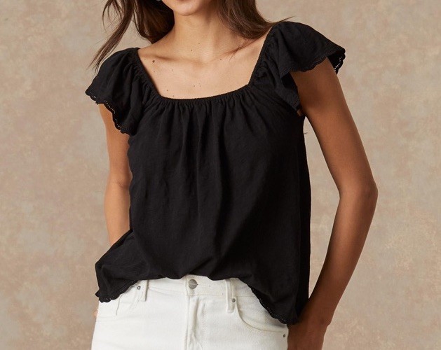 NEW Sundance Catalog by DYLAN KIRA BLACK Womens Flare Blouse Shirt Top T XS