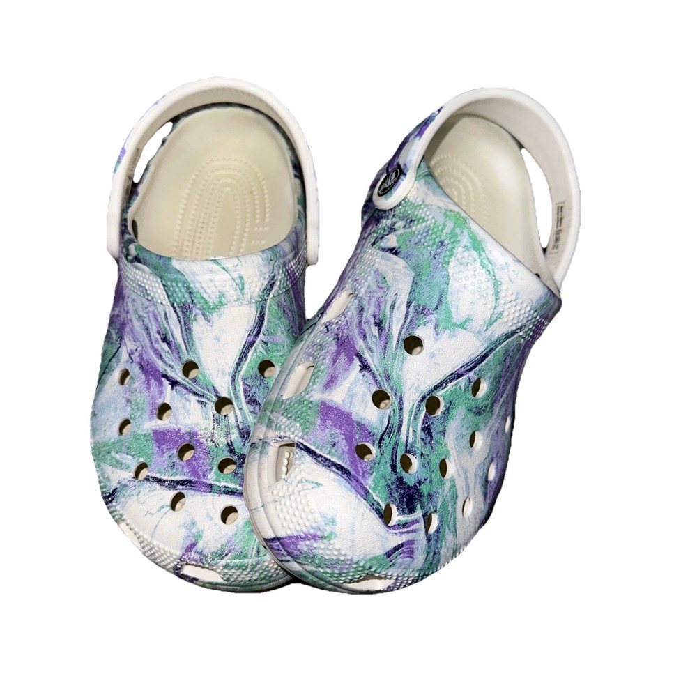 Crocs Classic Clogs Marbled Sandals  Women 8/ Men 6 Multi-color Water Shoe