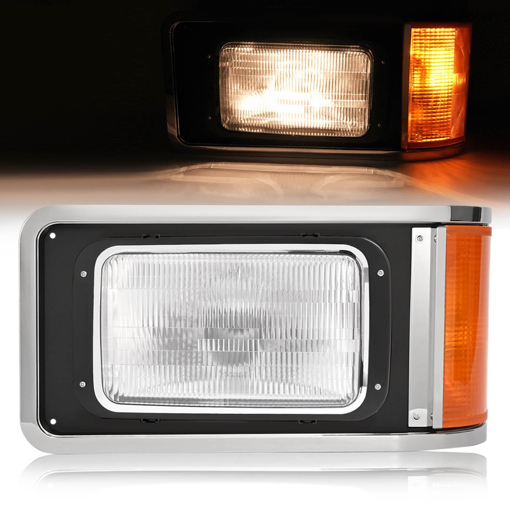 Headlight Lamp W/Bezel Left Driver Side For Mack CH613 SFA Hood Truck 1990-2017