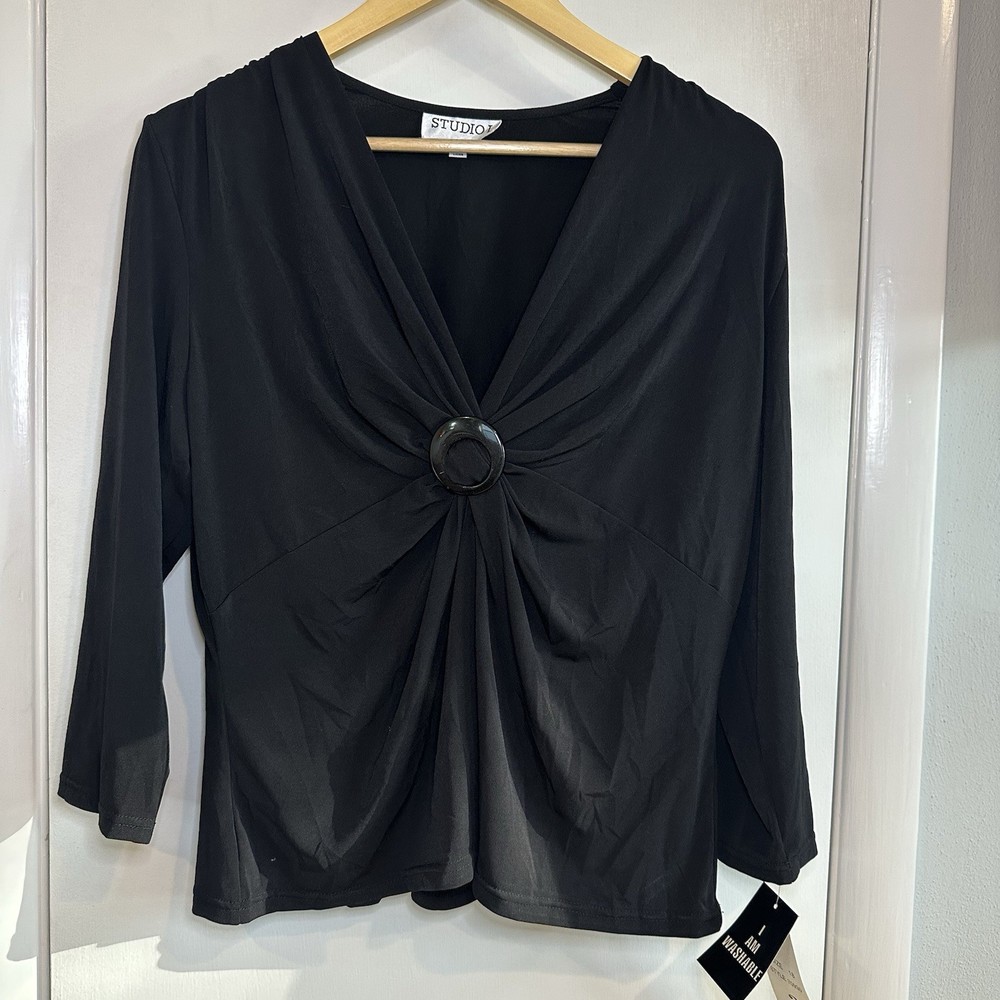 Y2K Black Blouse for Women Size 18 New With Tags Studio I