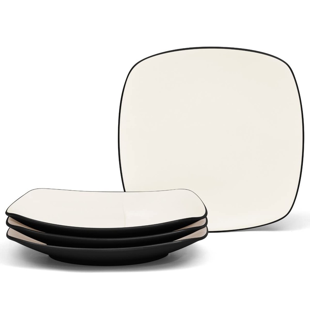 Noritake Colorwave Graphite Set of 4 Square Dinner Plates, 10-3/4