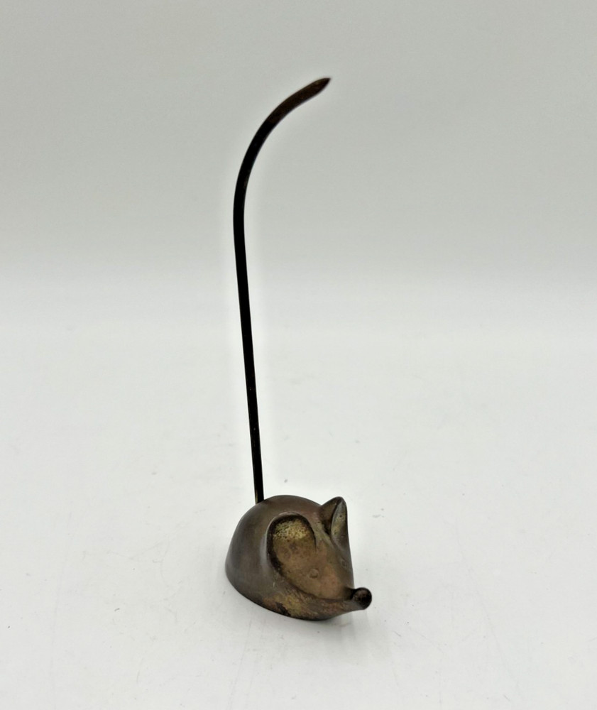 Vintage Brass Mouse Receipt Holder Memo Spike Desk Organizer Mid Century Style
