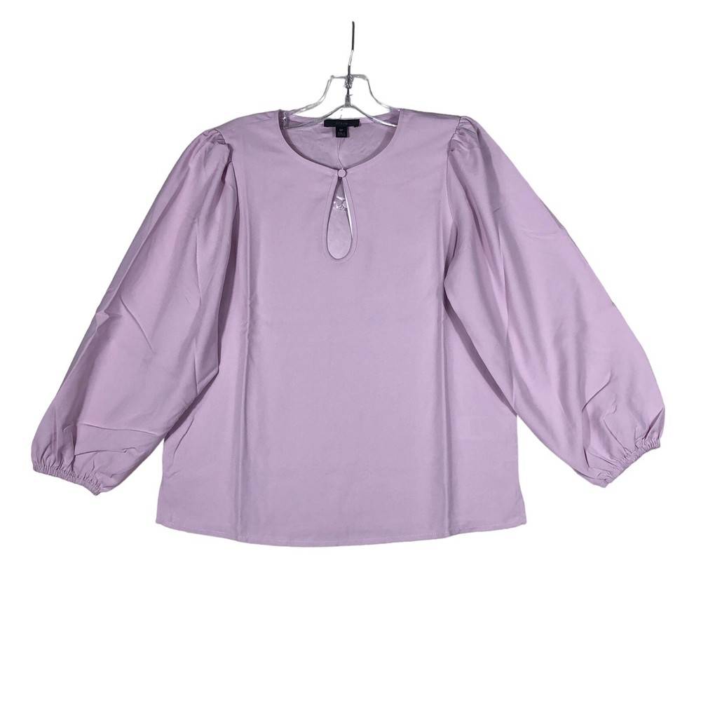 J Crew Purple Puff Sleeve Keyhole Neckline Crepe Top Blouse BL711 Small Petite
