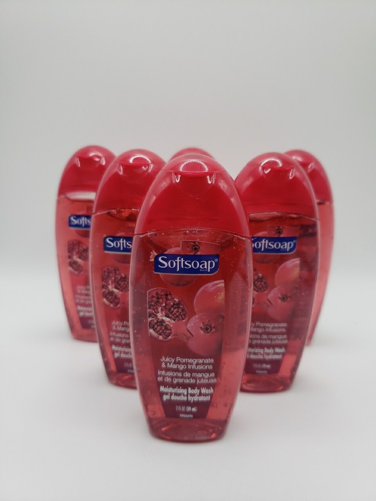 Softsoap Body Wash Lot of 6 Juicy Pomegranate & Mango Infusion 2 fl oz Each