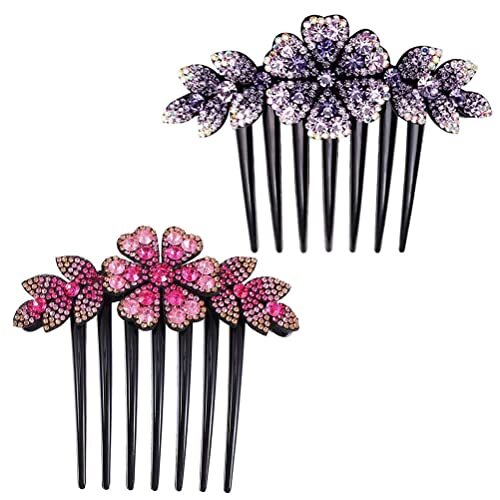 2pcs Hairpin Rhinestone Wedding Clip Holiday Wedding Hair Comb Flower Hair