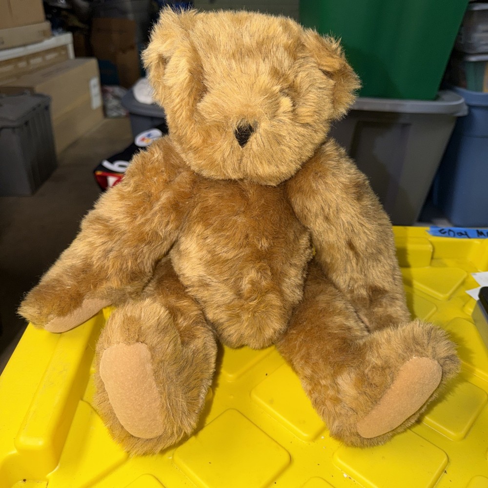 Authentic Vermont Brown Teddy Bear Made In USA Jointed Movable Arms Legs Head