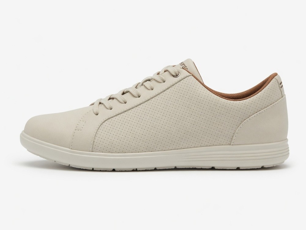 George Men's Cream Faux Leather Casual Sneakers – Size 10 – Brand New with Tags!