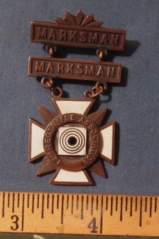 Vintage 12 Regiment Rifle Association Marksman Medal ( Date Unknown )