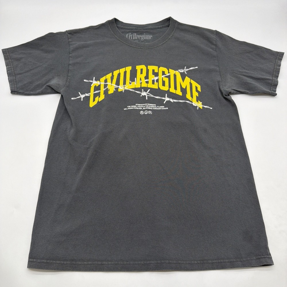 Civiregime T-shirt Men M Gray Graphic Print Logo 100% Cotton.#46607