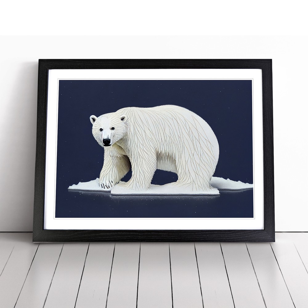 Entrancing Polar Bear Framed Canvas Wall Art Print Poster Picture, Home Decor