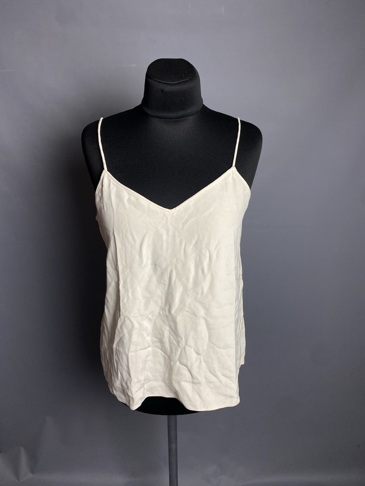 Vintage Giorgio Armani Womens Ivory Spaghetti Strap Top Solid Size Italy 44 S-M