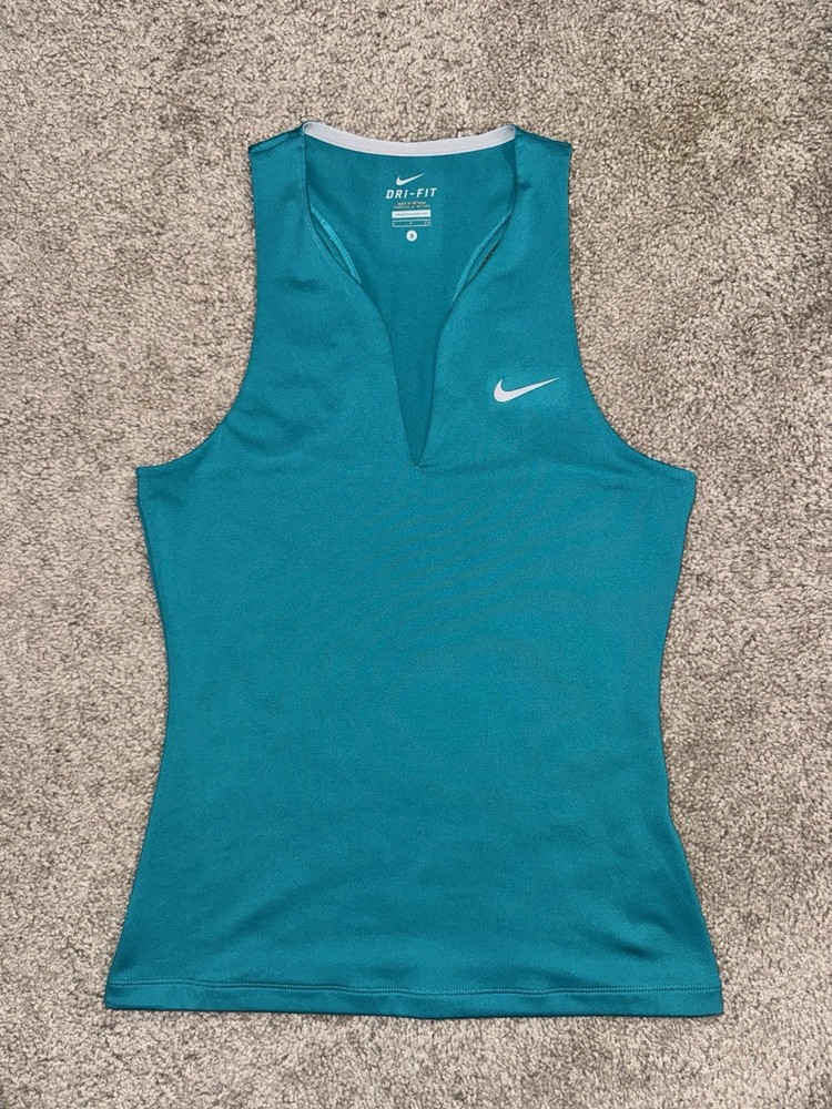 Nike Dri-FIT Sleeveless Racerback V-Neck Women's Tank Top Teal S Breathable