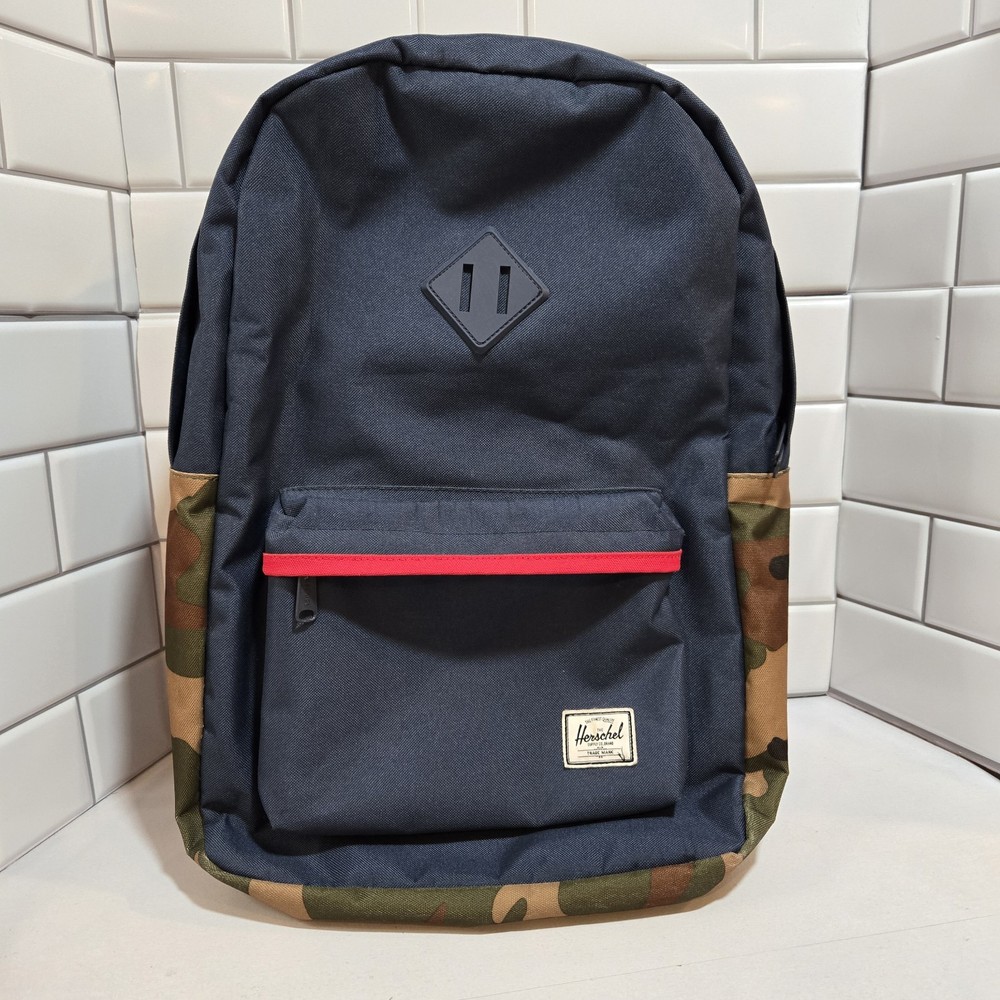 Herschel Heritage Backpack in Blue Red Camo with Adjustable Straps