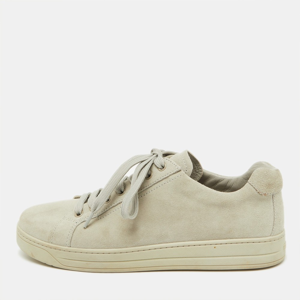 Prada Sport Light Grey Suede Low Top Sneakers Size 38 EU