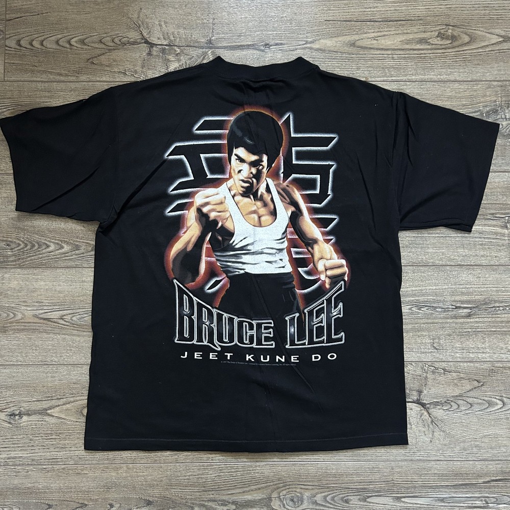 VINTAGE Bruce Lee Jeet Kune Do Movie Graphic T-shirt Men XL Black 90s
