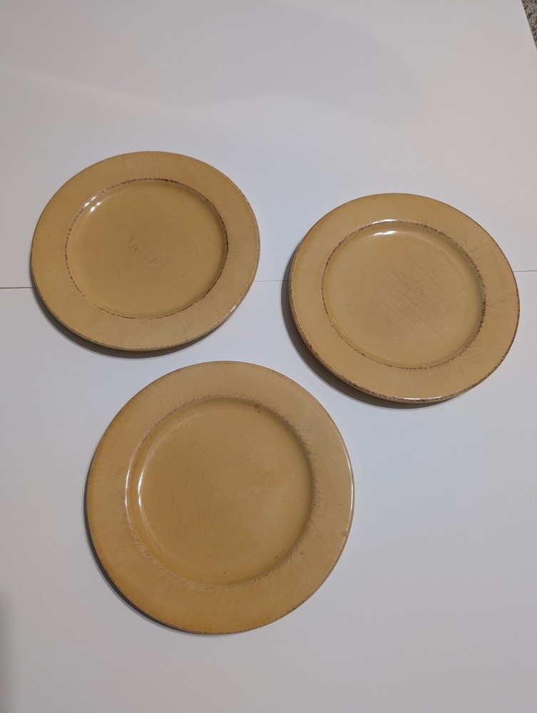 Pier One Set of 3 Yellow Round 8.75-Inch Plates