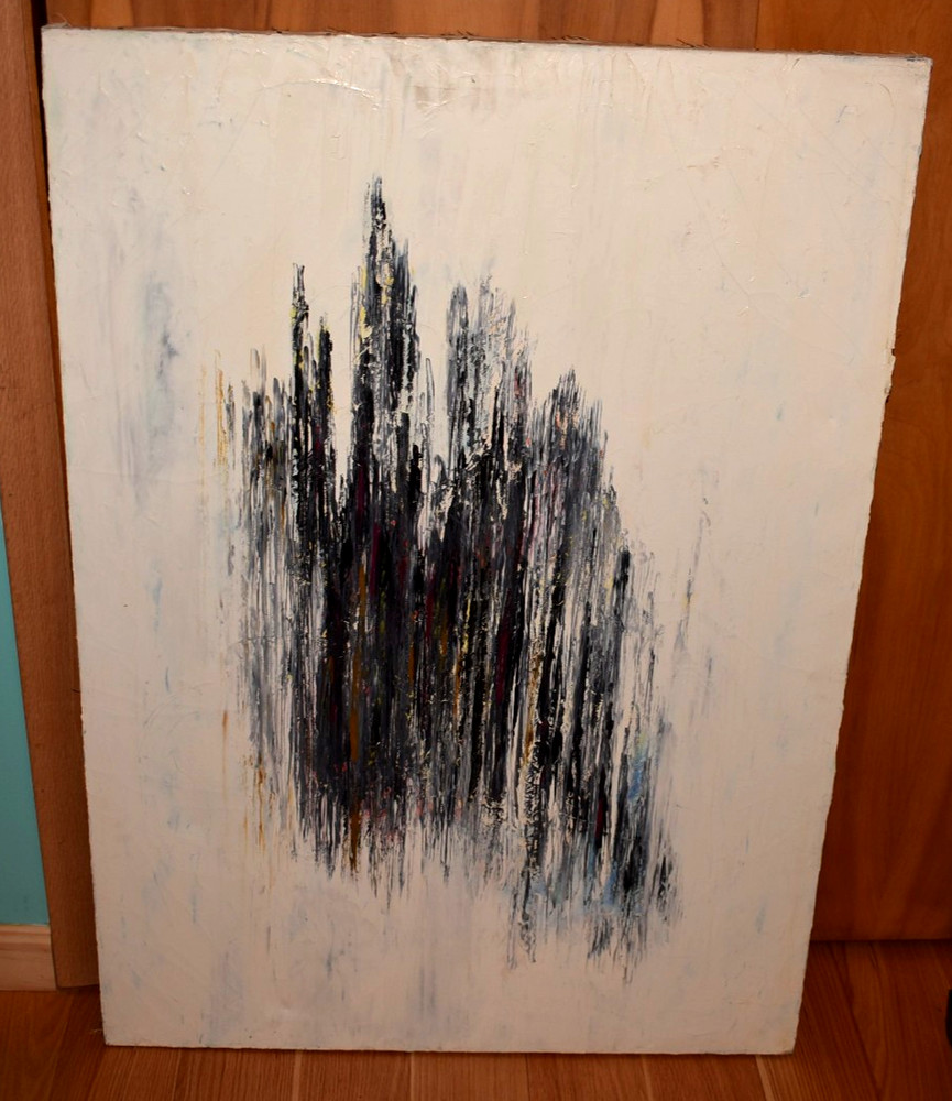 Vintage 1964 Boston Mid Century Abstract Painting Edward Cooper 30x43