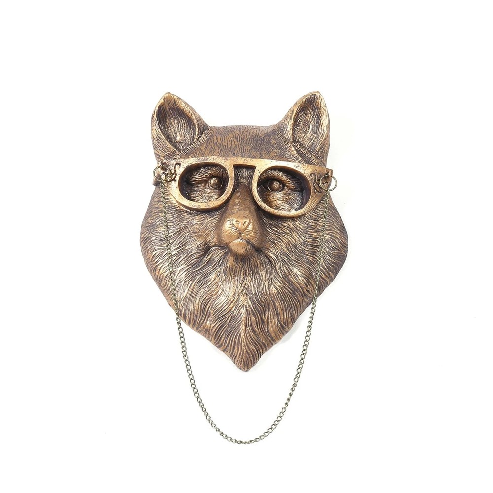 Fox Head Wall Mount Decor Resin Animal Sculpture Wall Hanging Decoration