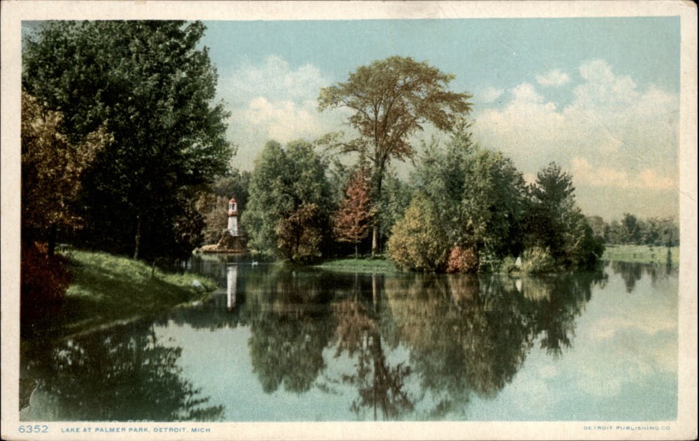 Michigan Detroit Palmer Park lake reflections ~ Phostint ~ 1920 postcard sku929