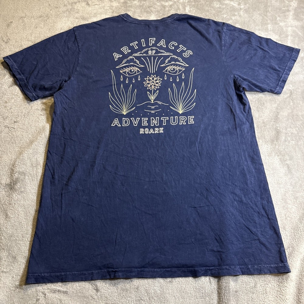 Roark T-shirt Men's Size Large Artifacts Of Adventure Distressed Blue Shirt