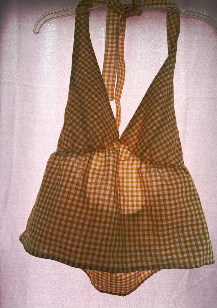 Yellow/White Gingham Halter top. Women’s Size M Regular Fit