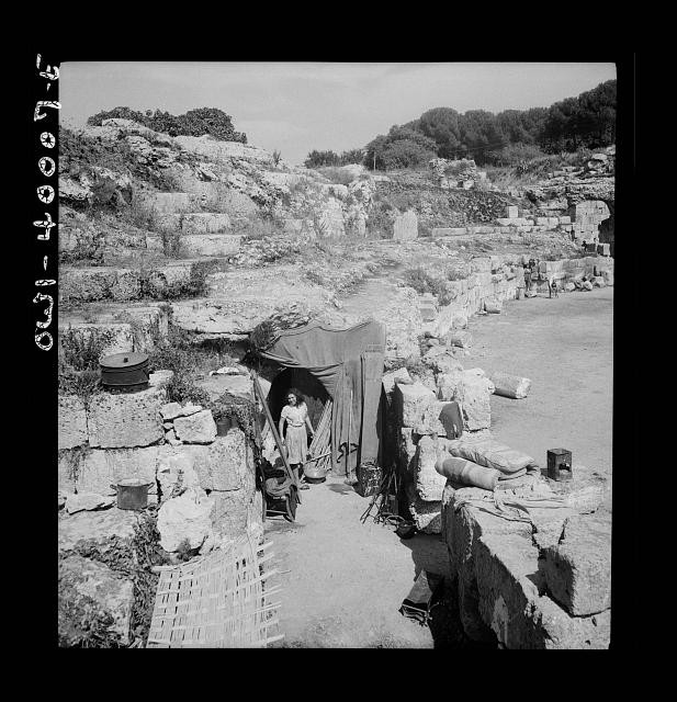 Photo:Sicily Italy 1943 Roman Amphitheatre Refugee Homes WWII